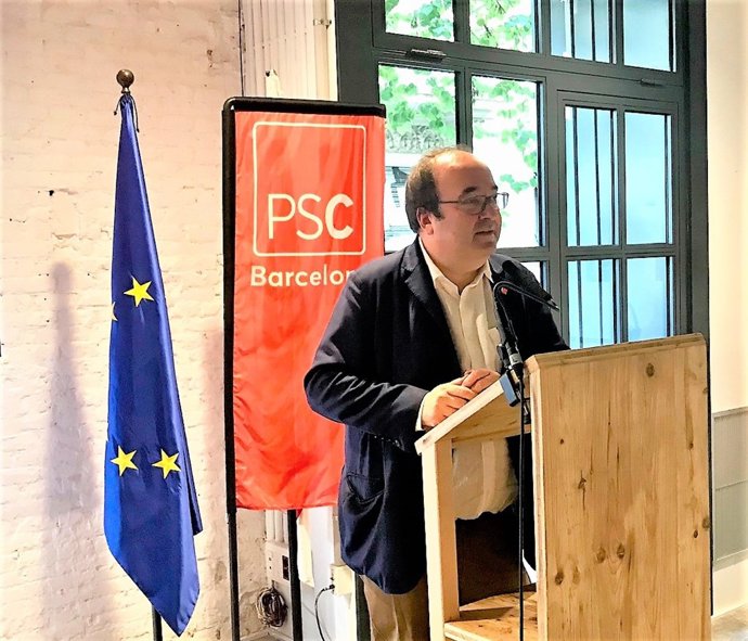 Miquel Iceta, en la sede del PSC de Barcelona