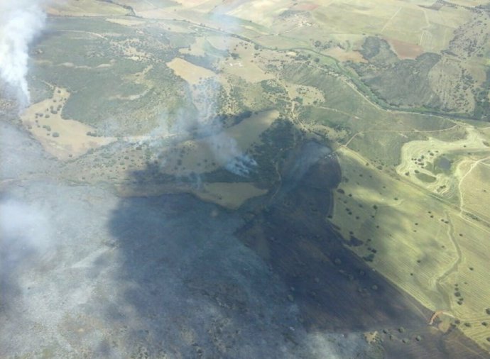 Fotografía aérea de una zona afectada en el incendio de Miguelturra