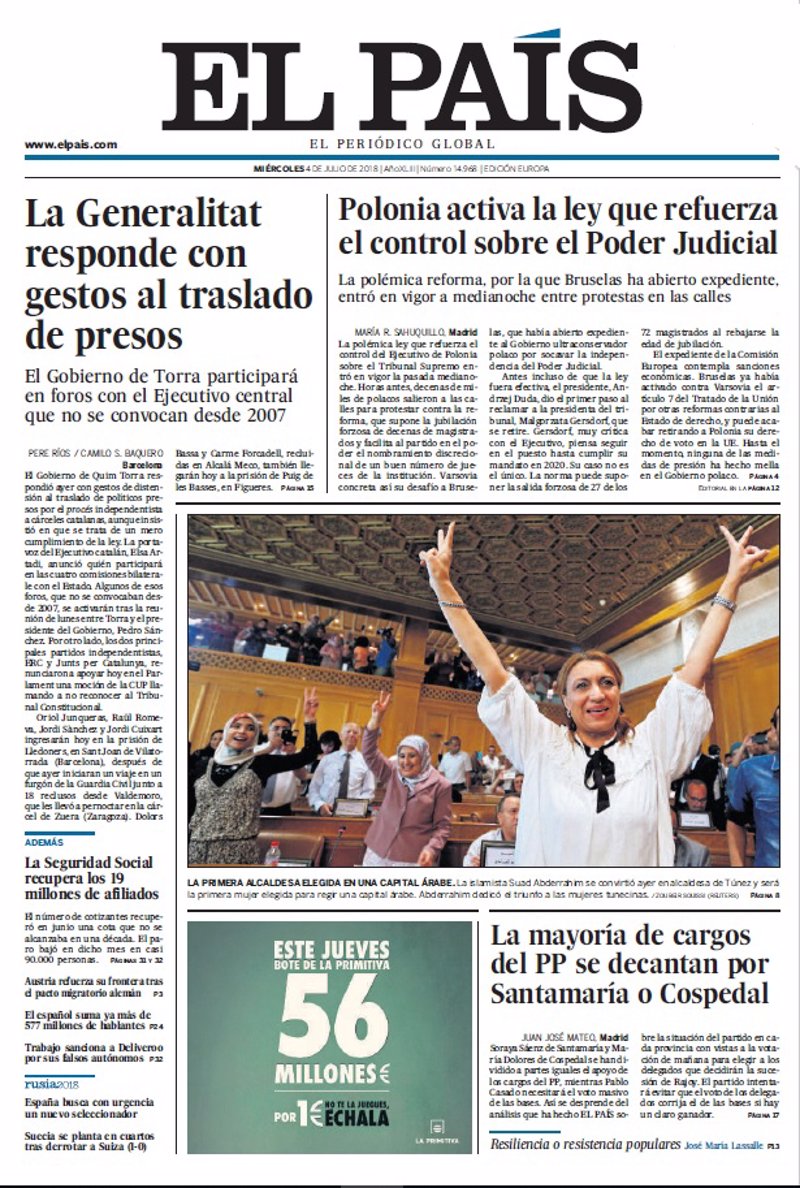 Las Portadas De Los Periódicos De Hoy Miércoles 4 De Julio De 2018 3769