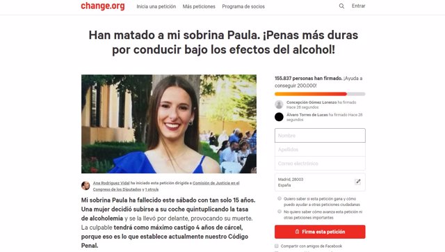 Familiares de la joven de 15 años fallecida en Sa Ràpita recogen firmas para pedir penas más duras por conducir borracho