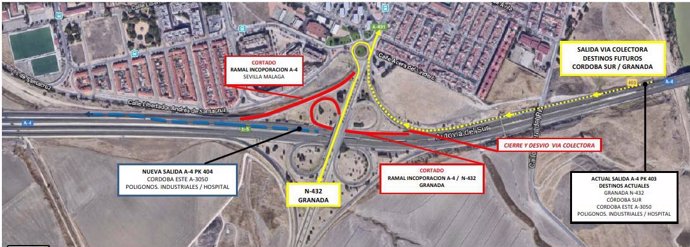 Plano de la nueva salida de la A-4 en Córdoba capital