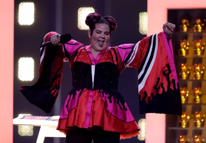 Israel’s Netta performs “Toy” during the dress rehearsal of Semi-Final 1 for Eur