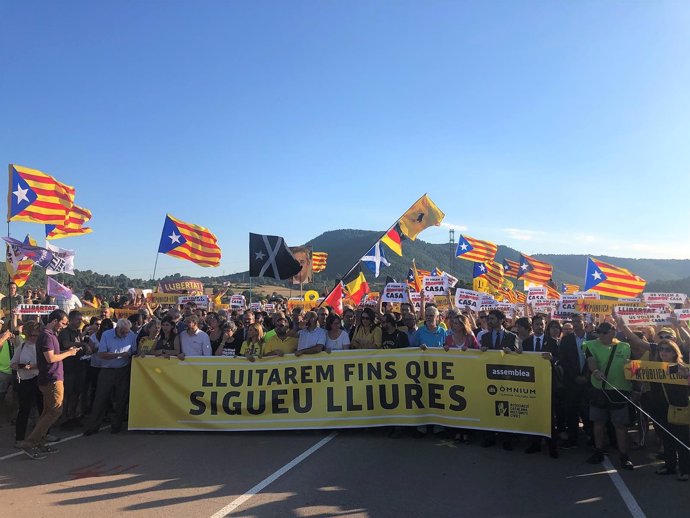 Marcha por los presos soberanistas en la cárcel de Lledoners (Barcelona)