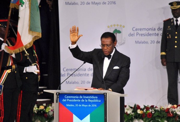 Obiang en su toma de posesión en 2016