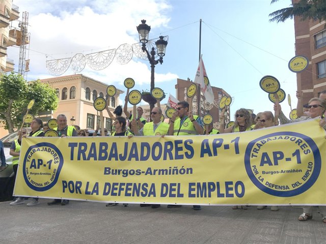 Trabajadores de la AP-1 se manifiestan en Burgos