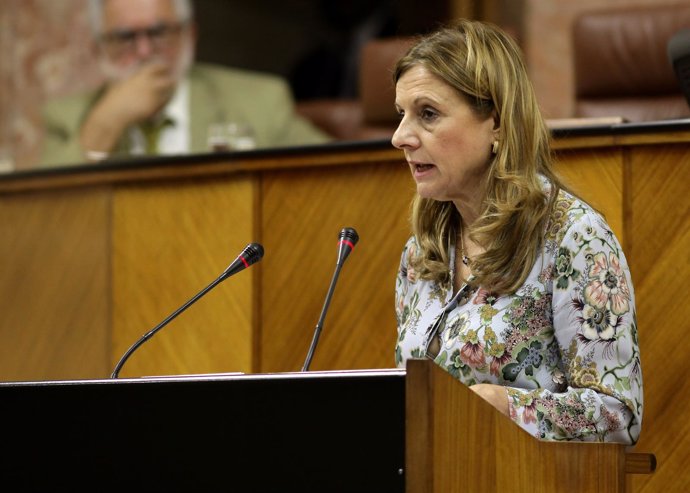 Marina Álvarez en el Pleno del Parlamento