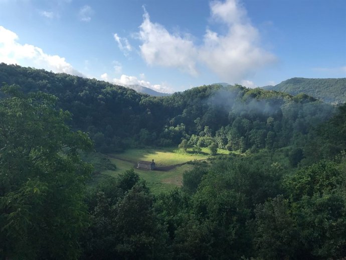 Cráter del volcán de Santa Margarida, en Santa Pau (Girona)