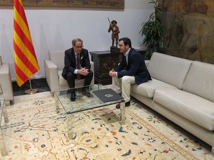 El líder de IU, A.Garzón, y el pte.Q.Torra