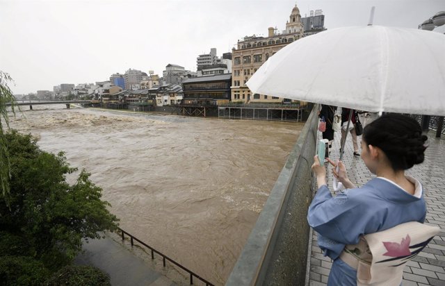 Precipitaciones sobre el río Kamo River, en Japón. 