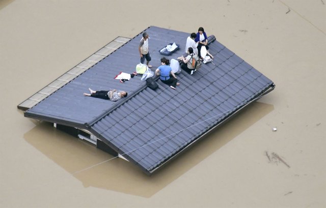 Afectados por las inundaciones en Kurashiki