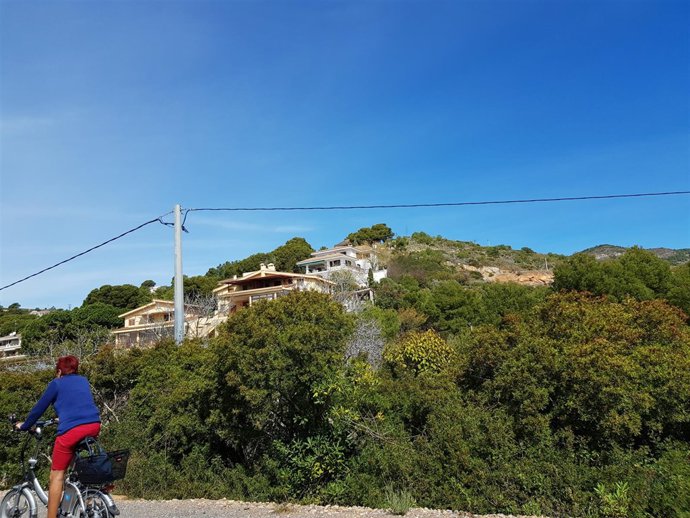 Casas en una montaña con vegetación