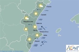 Predicción de Aemet para la Comunitat Valenciana del 8 de julio de 2018