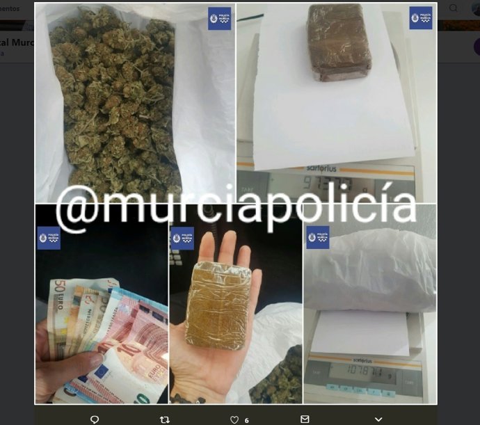 Imagen de la droga y los efectos intervenidos por la Policía Local