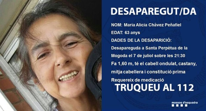 Els Mossos demanen col·laboració per trobar a una àvia desapareguda