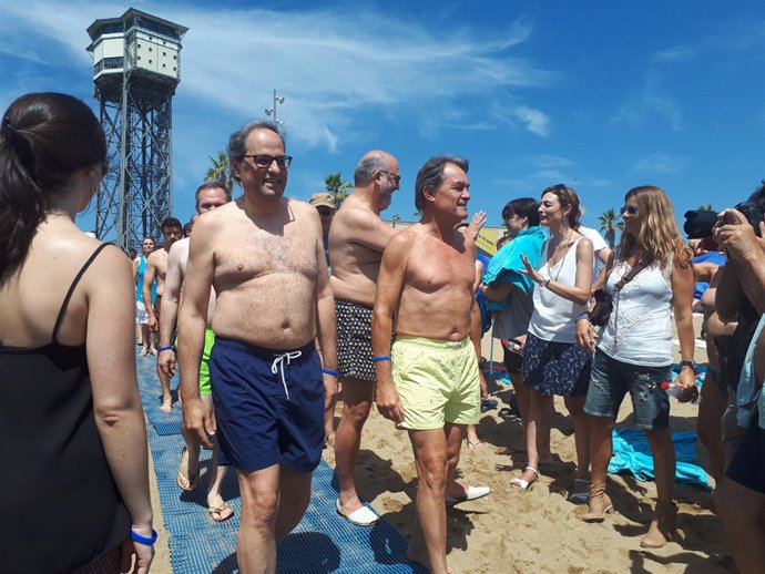 Quim Torra i Artur Mas a la festa 'Mulla't per l'escleròsi múltiple'
