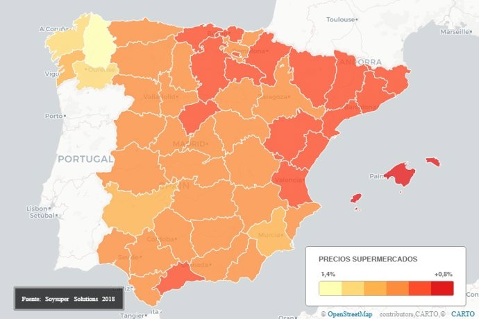 Mapa barómetro precios supermercados online