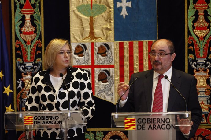 Lambán y Cretu, en un acto en Aragón