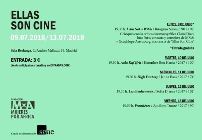 Cartel ciclo 'Ellas son cine' en la Sala Berlanga de Madrid