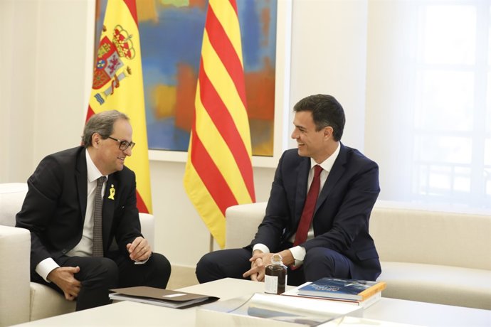 Pedro Sánchez rep a Quim Torra en el Palau de la Moncloa