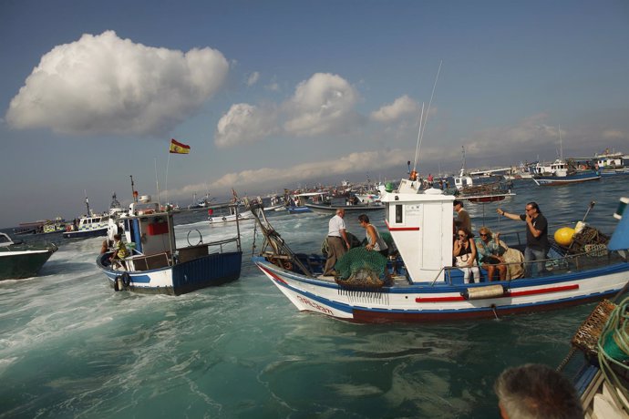 Pescadores españoles protestan en gibraltar 