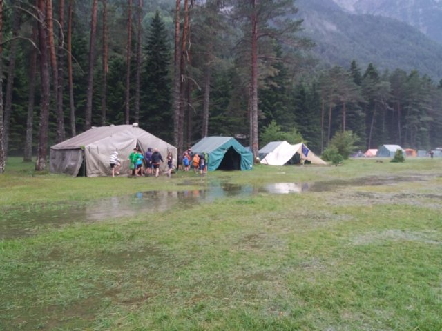 La zona de acampada del grupo scout Calasancio, afectada por la tormenta