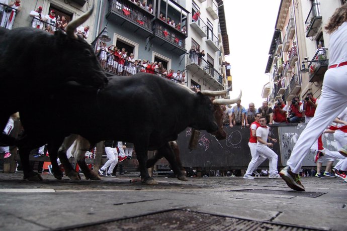 Sexto encierro de Sanfermines 2018 con toros de Victorino del Río.