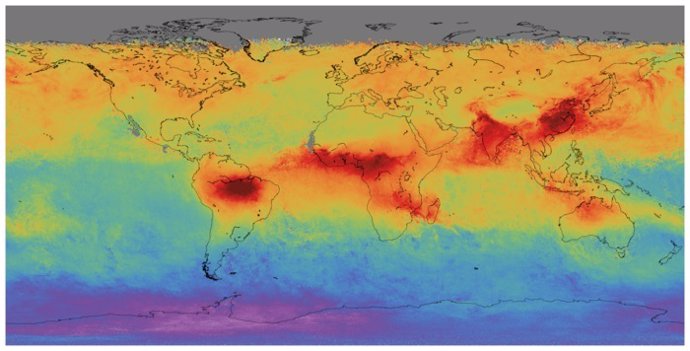 Distribución global de monóxido de carbono