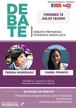 Cartel del debate entgre Teresa Rodríguez e Isabel Franco