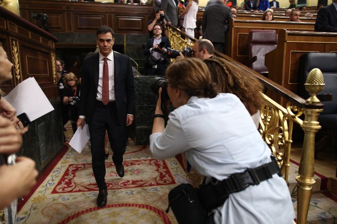 El president Pedro Sánchez, en l'hemicicle
