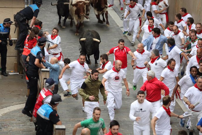 Séptimo encierro de San Fermín 2018 de la ganadería Jandilla