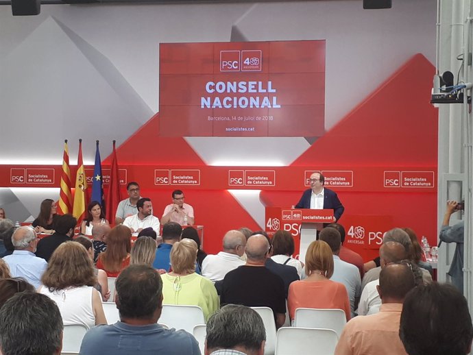 El primer secretario del PSC, Miquel Iceta en el Consell Nacional del partido