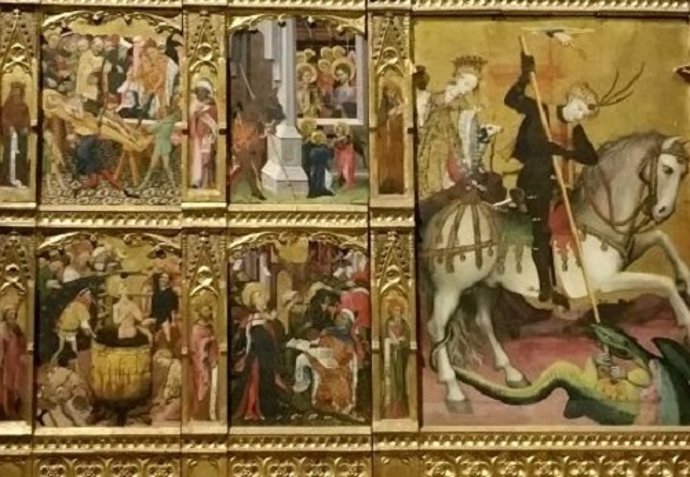 Detalle del retablo del Centenar de la Ploma