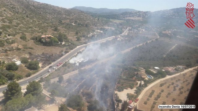 Incendio en Dénia, cerca del Montgó, del 16 de julio de 2018
