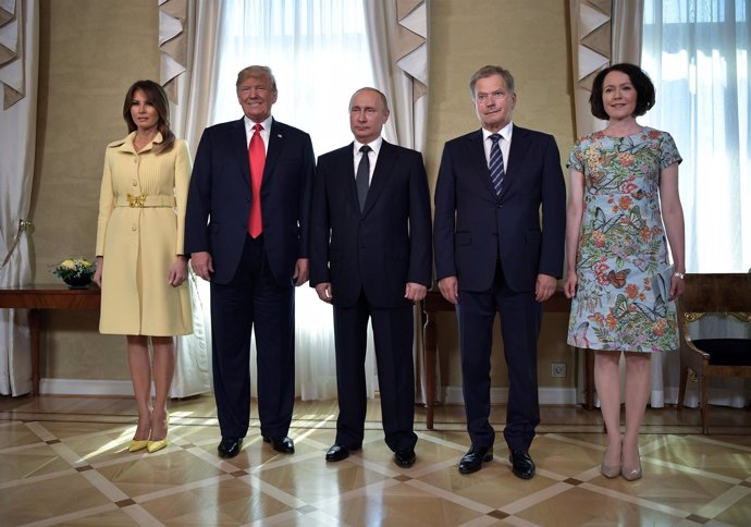 Donald Trump, Vladimir Putin y Sauli Niinisto