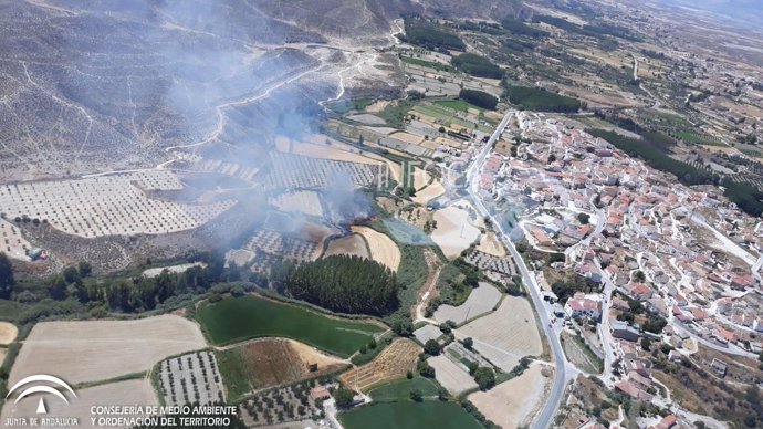 Incendio forestal en Castilléjar 