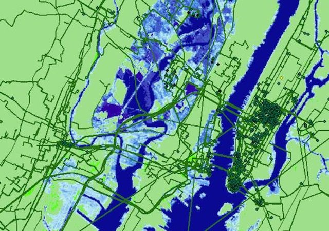 Redes de Internet y zonas inundables en Nueva Yorki