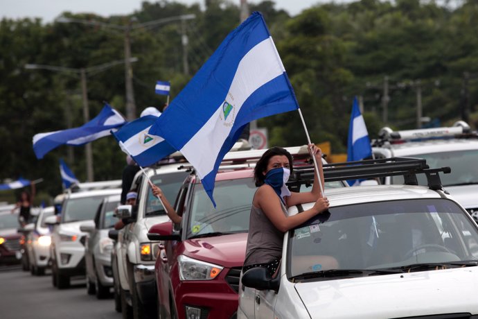 Manifestantes antigubernamentales en Ticuantepe (Nicaragua)
