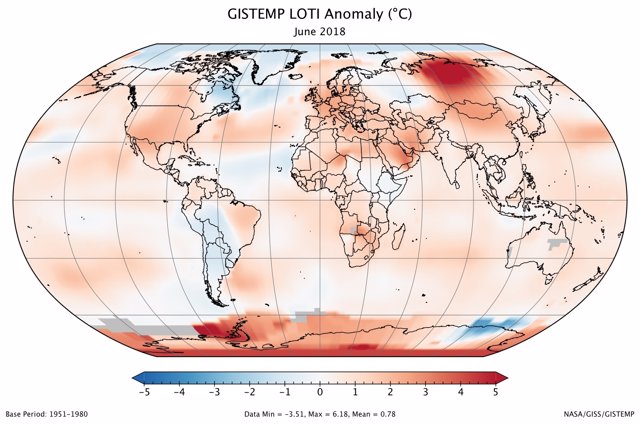 Anomalía de temperaturas en junio