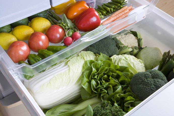 Vegetales, verdura, hortalizas, nevera, frigorífico