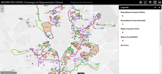 Mapas interactivos explican las actuaciones de regeneración urbana de Madrid