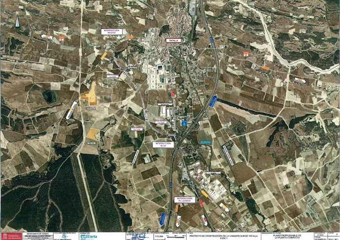 Plano del proyecto de la fase I de la variante sur de Tafalla. 