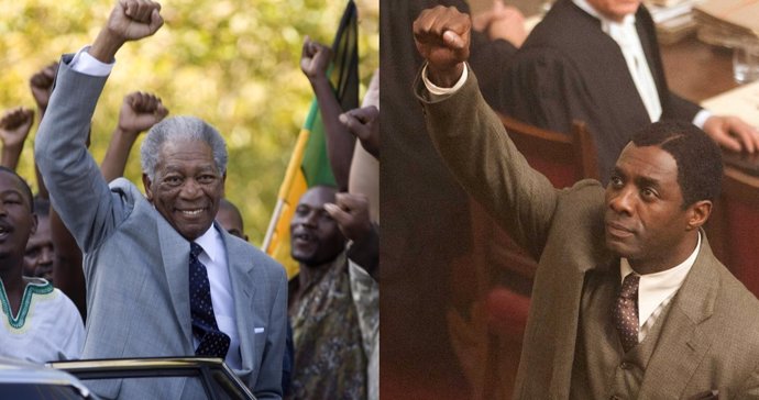 Morgan Freeman e Idris Elba encarnando a Mandela