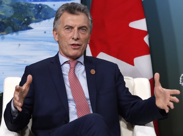 Argentina's President Mauricio Macri speaks during a meeting with Canada's Prime