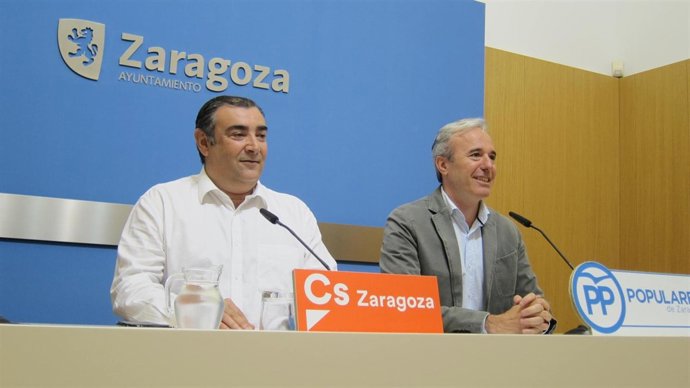 Concejales de Zaragoza, de Cs, Alberto Casañal, y del PP, Jorge Azcón