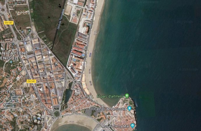 Vista aérea de una playa de Peñíscola
