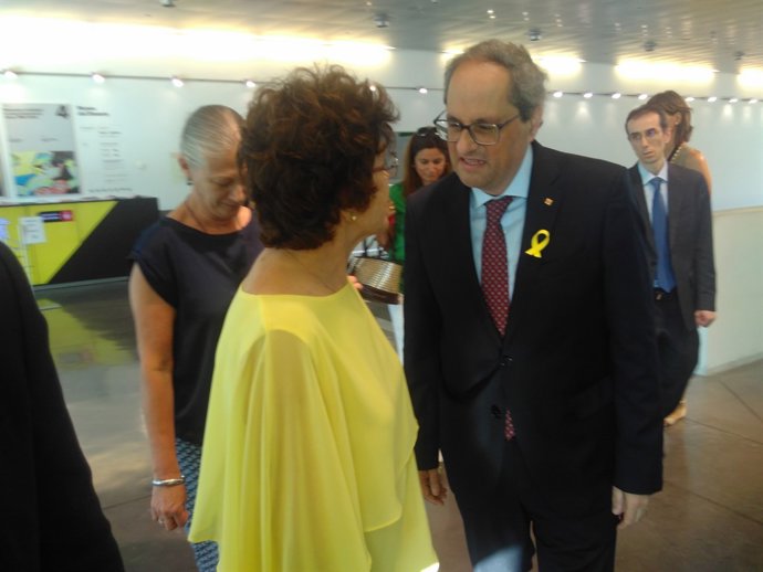 El pte.de la Generalitat Q.Torra amb la pta.de Taula del Tercer Sector F.Alsina