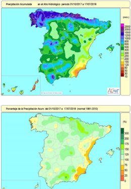 Las lluvias acumuladas desde octubre mantienen un 15% de superávit sobre el valo