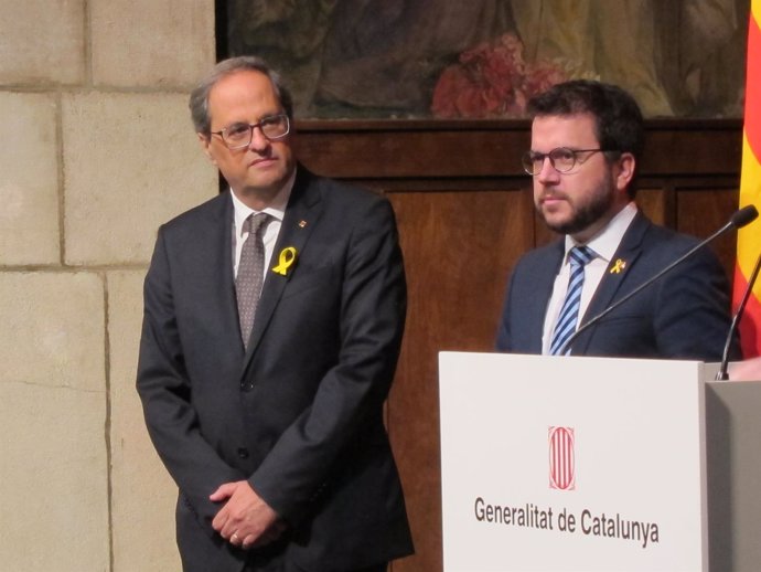  El Presidente De La Generalitat, Quim Torra, Y El Vicepresidente, Pere Aragonès