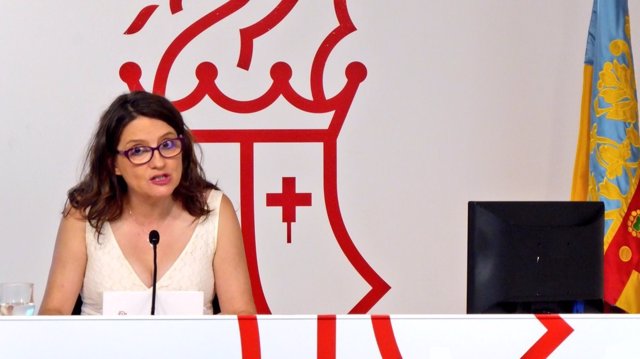 Mónica Oltra en la roda de premsa del Consell