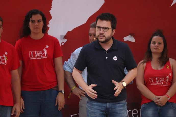 El vicepresident de la Generalitat, Pere Aragonès, en l'Acampada Jove